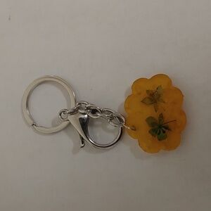 orange green leaf key chain